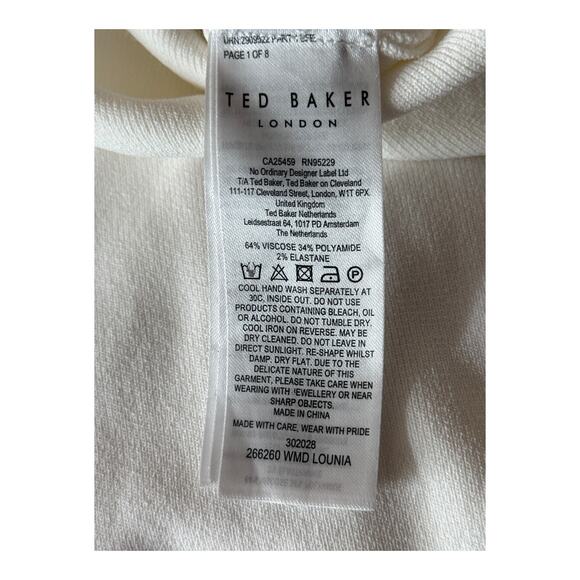 Ted Baker sweater Dress Lounia Fluted Sleeve Body-Con cream size 6 (US 14) - Picture 6 of 8